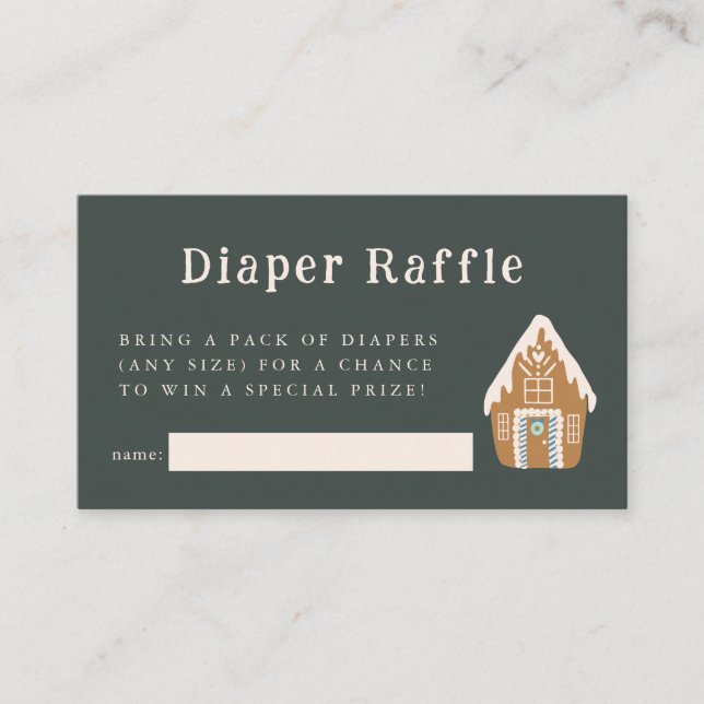 Blue Gingerbrot House Diaper Raffle Ticket Begleitkarte (Vorderseite)