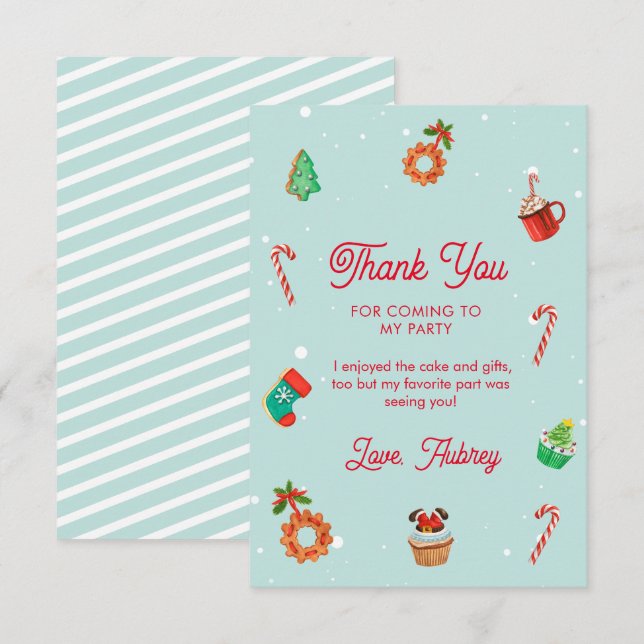 Blue Gingerbrot House Weihnachten Geburtstag Dankeskarte (Vorne/Hinten)