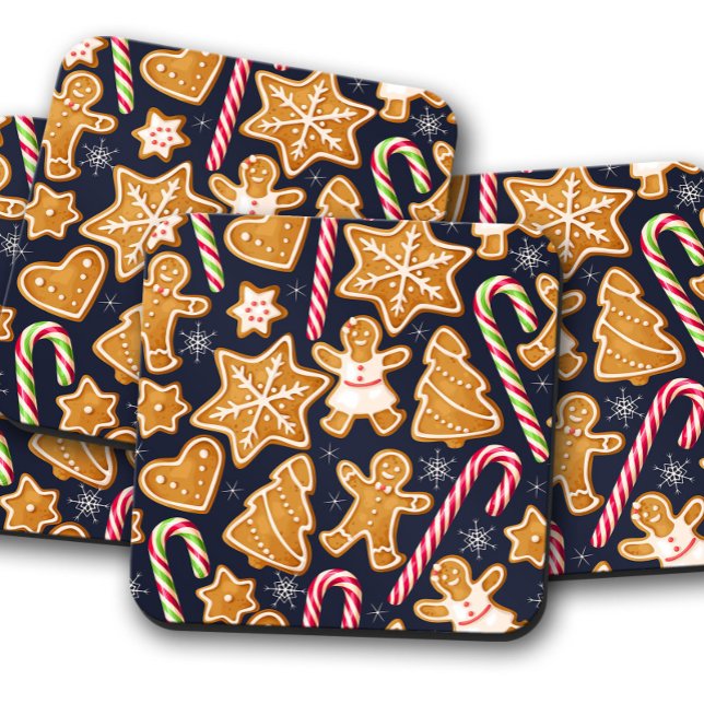 Blue Gingerbrot Weihnachten | Set für Weihnachten  Getränkeuntersetzer (Von Creator hochgeladen)