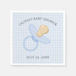 Blue Gingham Baby Boy Schnuller Baby Showroom Napk Serviette