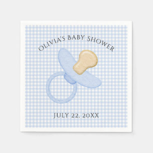 Blue Gingham Baby Boy Schnuller Baby Showroom Napk Serviette