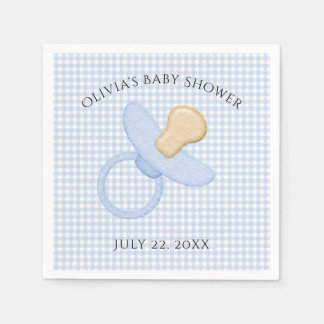 Blue Gingham Baby Boy Schnuller Baby Showroom Napk Serviette