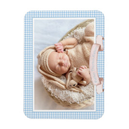 Blue Gingham Baby Foto Magnet