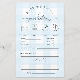 Blue Gingham Baby Predictions Game