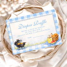 Blue Gingham Baby Q Diapper Raffle