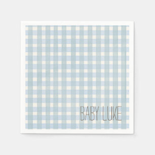 Blue Gingham Baby Shower Napkin Serviette