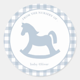 Blue Gingham Baby Umschlag Aufkleber