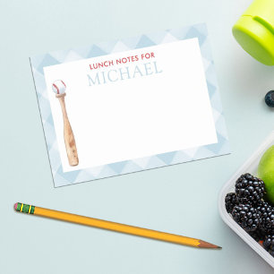 Blue Gingham Baseball Kids Custom Lunch Box Post-it Klebezettel