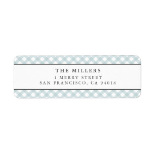 Blue Gingham Birth Ankündigung Address Labels