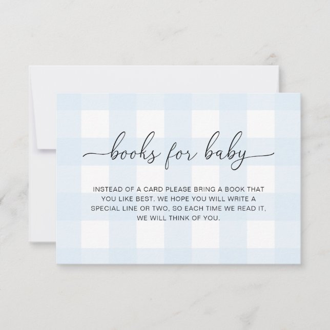 Blue Gingham Books Request Insert Card Einladung (Vorderseite)