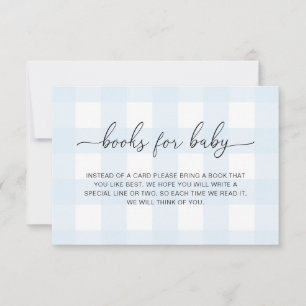 Blue Gingham Books Request Insert Card Einladung