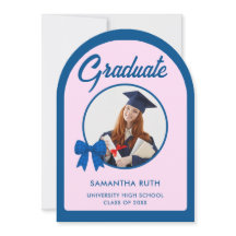 Blue Gingham Bow Arch Photo Graduation Party