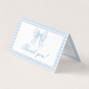 Blue Gingham Bow Baby Boy Dusche Danke Karten