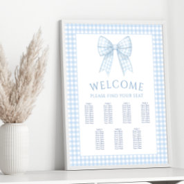 Blue Gingham Bow Baby Duschkarte Poster