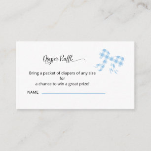 Blue Gingham Bow Diaper Raffle Enclosure Card Begleitkarte