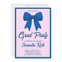 Blue Gingham Bow Graduation Party