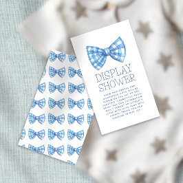 Blue Gingham Bow Krawatte Baby Display Dusche Begleitkarte
