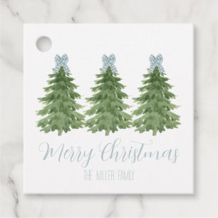 Blue Gingham Bow Weihnachtsbaum Gift Tags Geschenkanhänger
