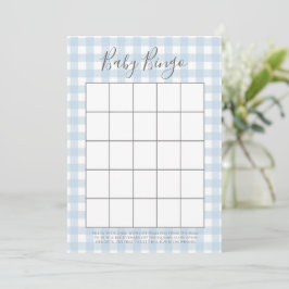 Blue Gingham Boy Baby Dusche Bingo Karten