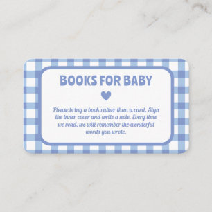 Blue Gingham Boy Baby Showbücher für Baby Begleitkarte