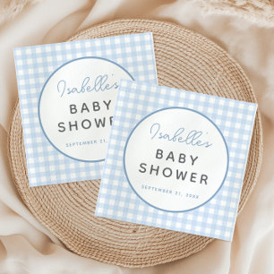 Blue Gingham Boy Baby Shower Serviette