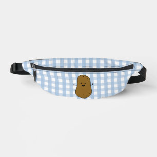 Blue Gingham Brown Potato Bauchtasche