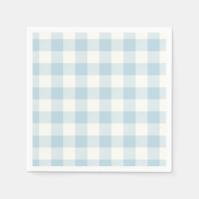 Blue Gingham Buffalo Karo Baby Dusche Serviette (Vorderseite)