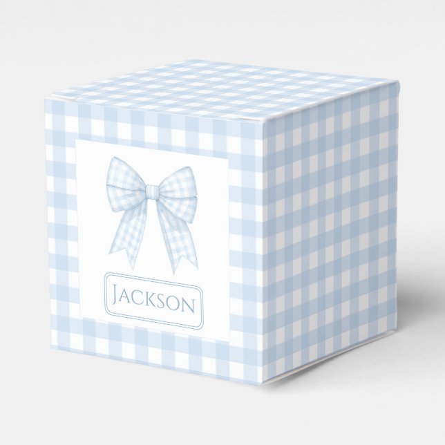 Blue Gingham Bugband Baby Boy Geschenkschachteln (Vorderseite)
