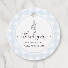 Blue Gingham Bunny Rabbit Baby Dusche Geschenkanhänger