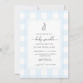 Blue Gingham Bunny Rabbit Baby Sprinkle Einladung