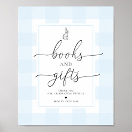 Blue Gingham Bunny Rabbit Bücher und Geschenke Poster