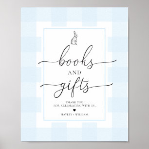 Blue Gingham Bunny Rabbit Bücher und Geschenke Poster