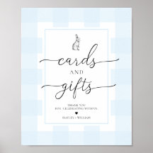 Blue Gingham Bunny Rabbit Cards und Geschenke