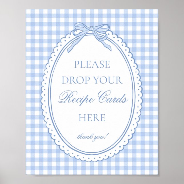 Blue Gingham Coquette Bow Share a Recipe Poster (Vorne)