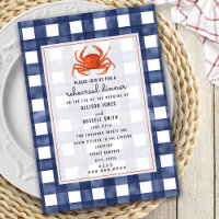 Blue Gingham Crab Hochzeit Probe Dinner