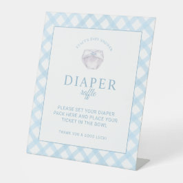 Blue Gingham Diaper Raffle Baby Duschzeichen Sockelschild