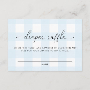 Blue Gingham Diaper Raffle Ticket Enclosure Card Begleitkarte