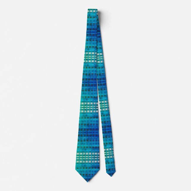 Blue Gingham Elegant Neck Tie Krawatte (Vorderseite)