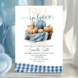 Blue Gingham Fall in Liebe Fall Theme Kinderdusche Einladung