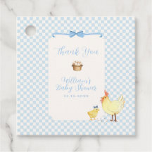 Blue Gingham Farmer Little Chick Jungen Baby Showe