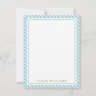 Blue Gingham Flat Vielen Dank Anmerkungen Einladung