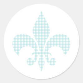 Blue Gingham Fleur de Leis Sticker