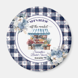 Blue Gingham Floral Brautparty: Gefallen Magnet
