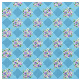 Blue Gingham Floral Country Stoff
