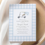 Blue Gingham Golf Baby Dusche Einladung<br><div class="desc">Mit dieser eleganten,  golfgepflegten Babydusche laden Sie Freunde und Familie ein,  die Freude an der Ankunft Ihres Kleinen zu teilen.</div>