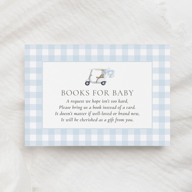 Blue Gingham Golf Baby Showbücher für Baby Begleitkarte (Von Creator hochgeladen)
