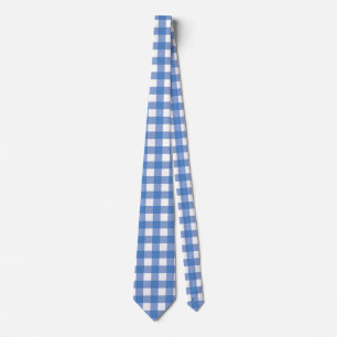 Blue Gingham in Classic White Checkered Krawatte