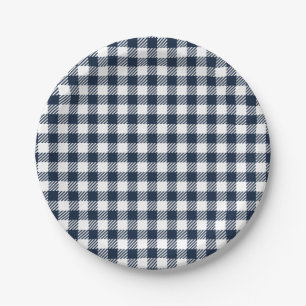 Blue Gingham Kariert Pappteller