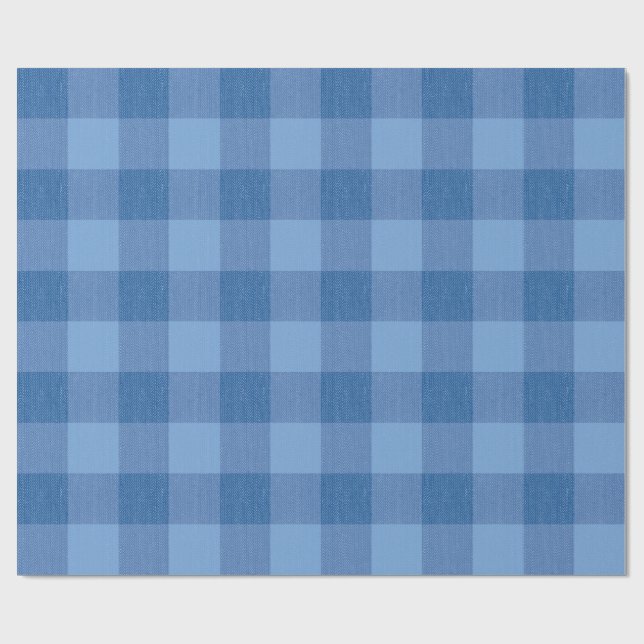 Blue Gingham Karo Geschenkpapier (Flach)