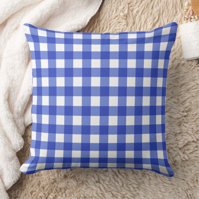 Blue Gingham Karo Kissen (Decke)